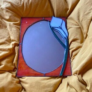 Vintage MCM Stained Glass Mirror
